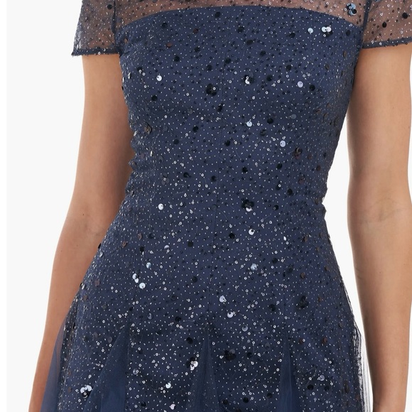 JS Collections Navy Sequin Midi Dress - Picture 4 of 12